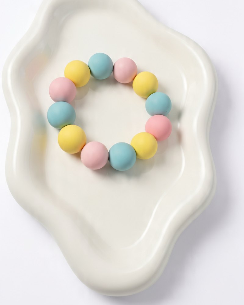 Pastel pink, blue and yellow chunky silicone bracelet