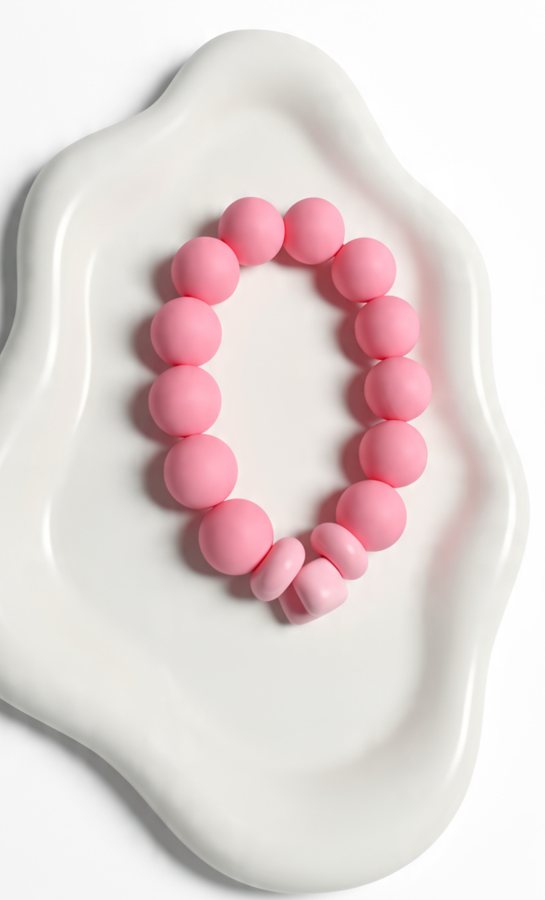 All-pink chunky silicone bead bracelet