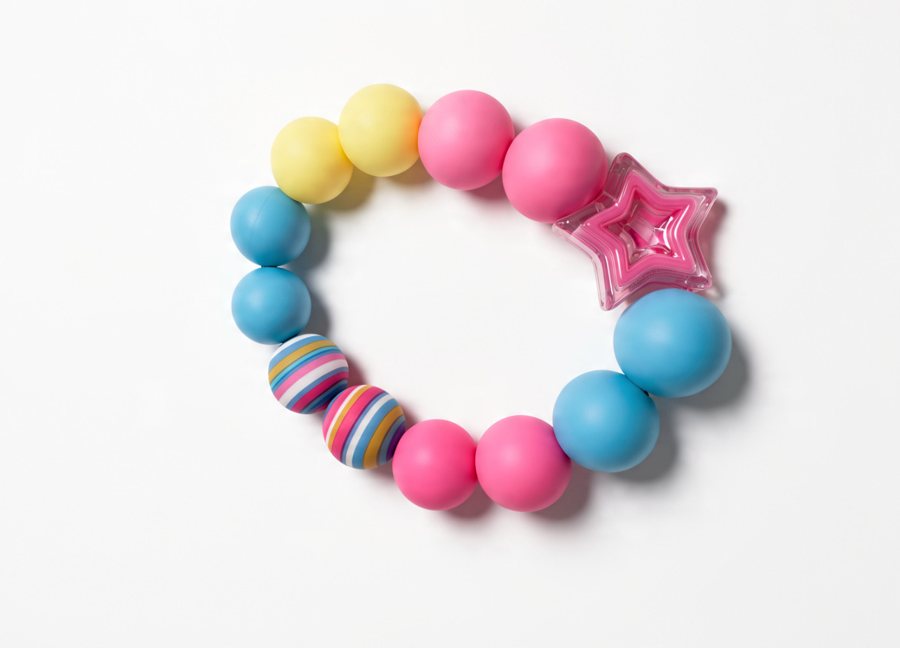 Smaller silicone bracelet with a pink star bead